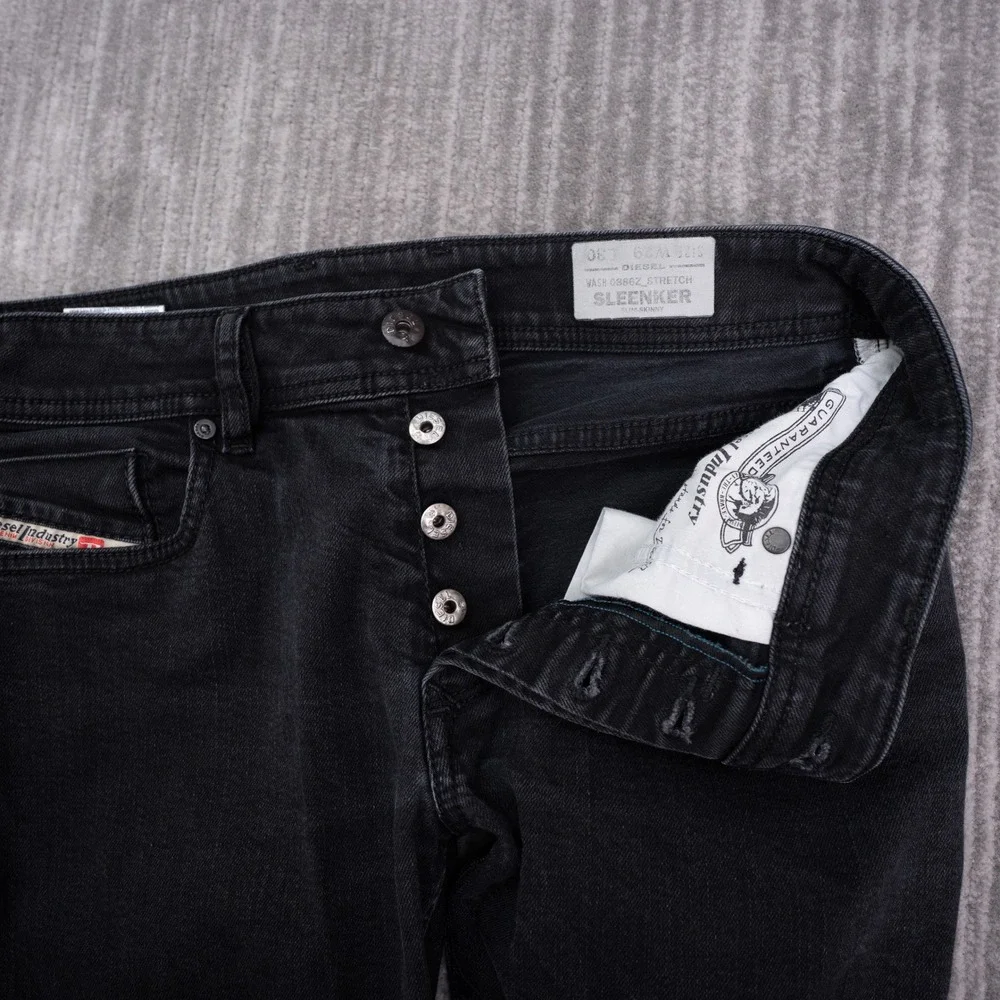 Diesel Sleenker Skinny Jeans Mens 29 Black Excellent Slim Fit Denim Pants